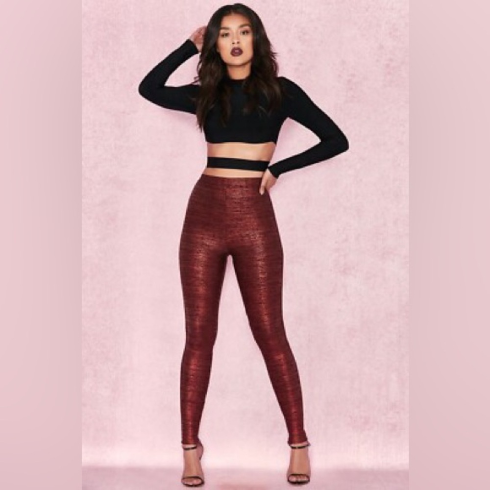 HOUSE OF CB LONDON Charity High Rise Metallic Stretch Bandage Pant NWT Large